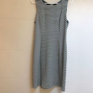 Green striped womens shift dress